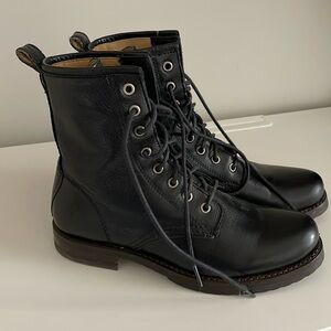 Frye Black Veronica Combat Boots